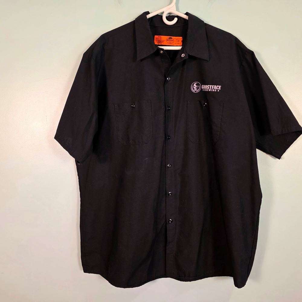 Red Kap Ghostface Brewing Work Shirt Mens XXL Black Short Sleeve Skull Graphic